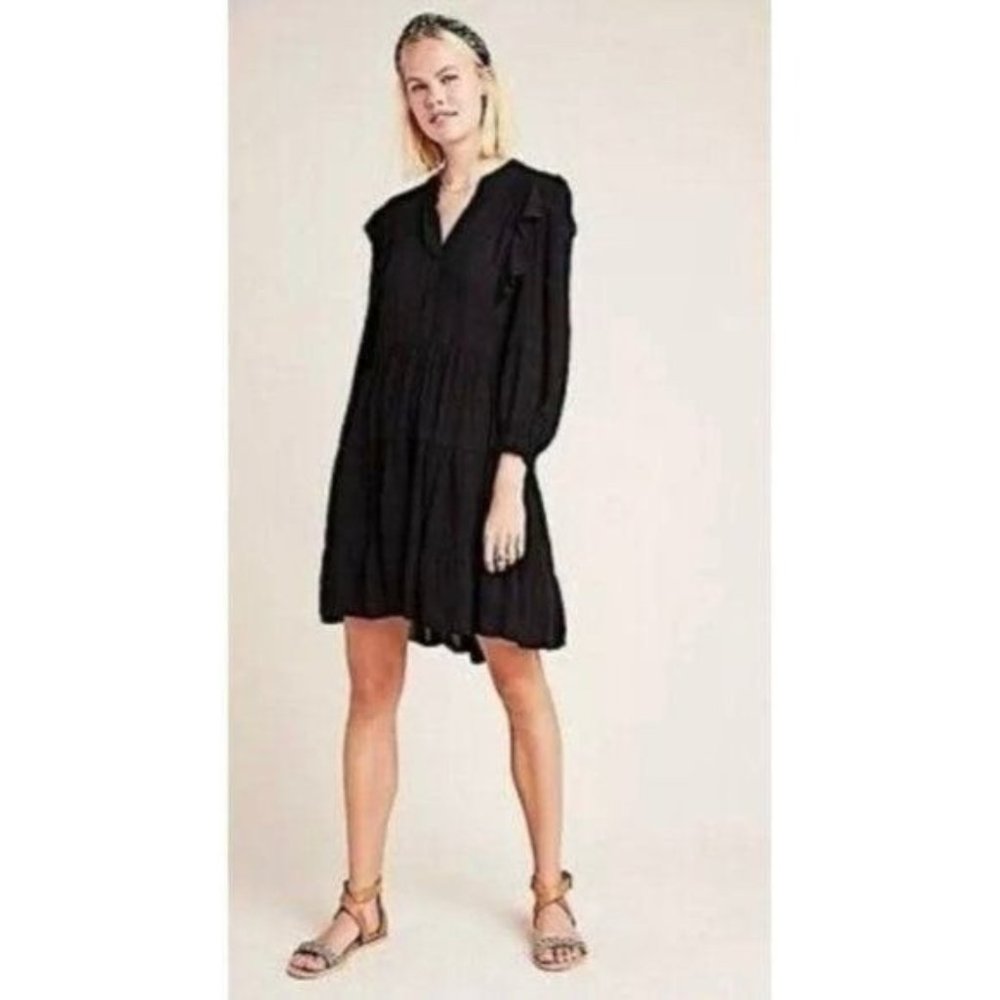 Anthropologie Amadi Robe Tiered Ruffled Prairie Pocket Dress